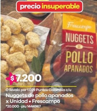 Éxito Frescampo Nuggets de Pollo Apanados oferta