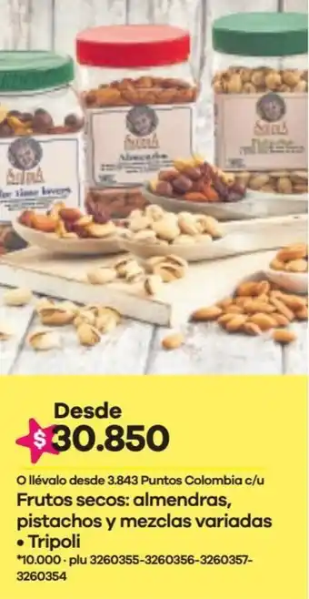 Éxito Tripoli Frutos Secos Almendras, Pistachos y Mezclas Variadas oferta