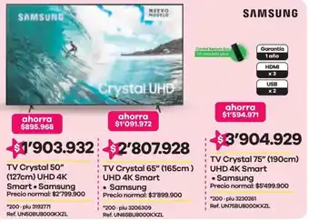 Éxito Samsung TV Crystal 50" UHD 4K Smart oferta