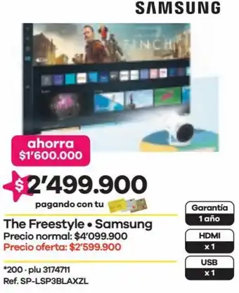 Éxito Samsung The Freestyle oferta