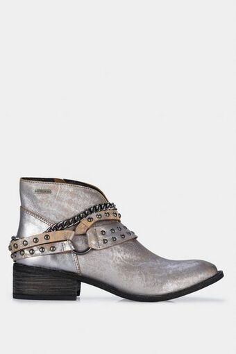 Vélez Botines texanos de cuero con folia para mujer detalle en cadenas oferta