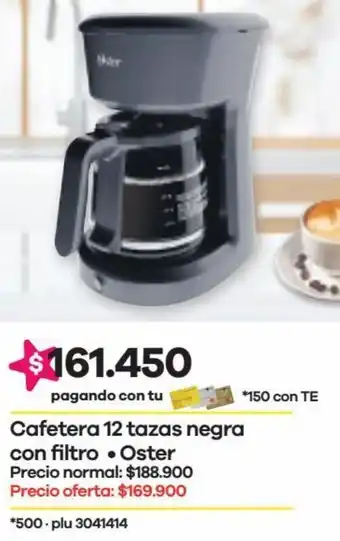 Éxito Oster Cafetera 12 Tazas Negra con Filtro oferta