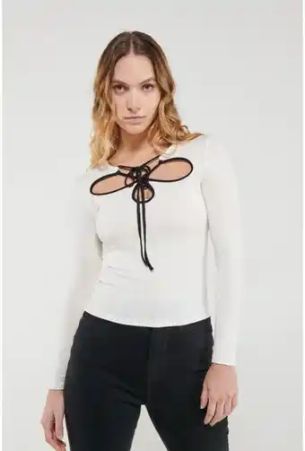 Koaj Camiseta unicolor, manga larga con cordon para anudar en escote. oferta