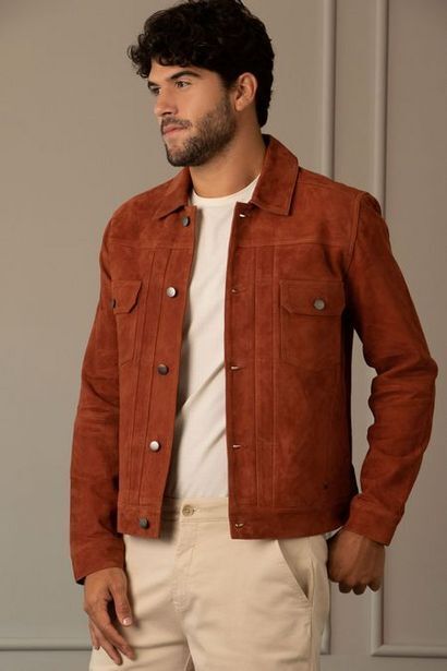 Oferta Chaqueta zambeze de gamuza para hombre cuello camisero terracota en  Vélez