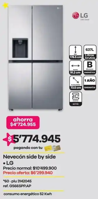 Éxito LG Nevecón Side by Side oferta