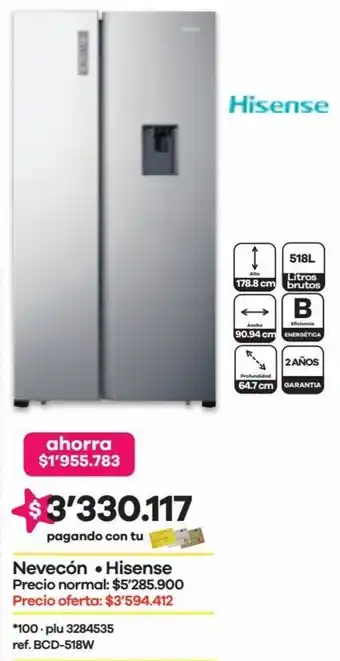 Éxito Hisense Nevecón oferta
