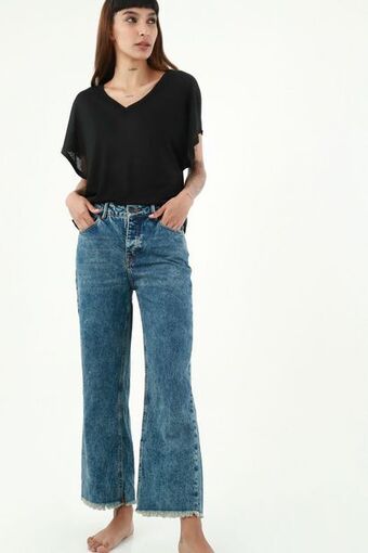 Tennis Jean azul bota recta para mujer oferta