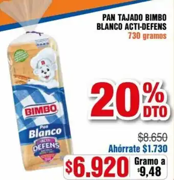 Alkosto Pan Tajado Bimbo Blanco Acti-Deens 730g oferta