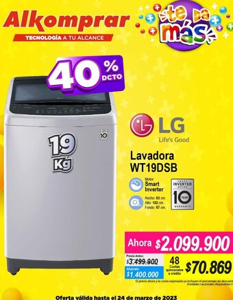 Alkomprar LG Lavadora 19kg oferta