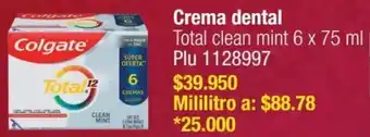 Éxito Crema Dental Total Clean Mint 6 x 75ml oferta