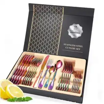 Linio Juego de cubiertos set 24 piezas acero inoxidable multicolor oferta