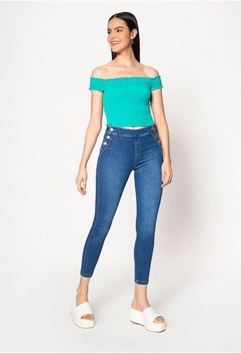 ELA Blusa resortada escote bandeja oferta