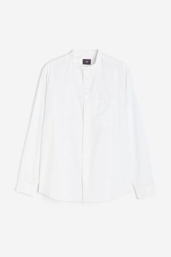 H&M Camisa cuello neru en mezcla de lino regular fit oferta