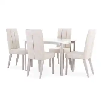 Muebles Jamar Comedor 4 puestos barton chenille arena, taupe, blanco perla oferta