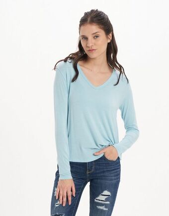 American Eagle Camiseta ae de manga larga con cuello en v. oferta