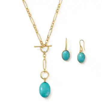 Ésika Estuche collar + aretes turquoise fantasy oferta