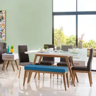 Muebles Jamar Comedor 6 puestos tanner lino plomo, madera natural poliuretano oferta