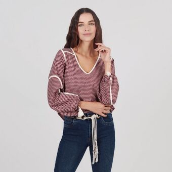 Fuera de Serie Blusa cuello v manga larga oferta