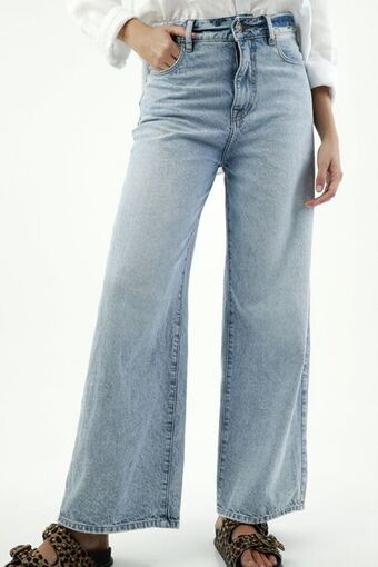 Tennis Jean wide leg azul para mujer oferta