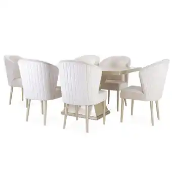 Muebles Jamar Comedor 6 puestos elliot chenille pausa champaña, beige oferta
