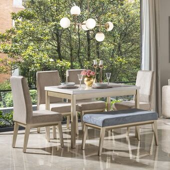 Muebles Jamar Comedor 6 puestos walcot velvet beige, champaña* oferta
