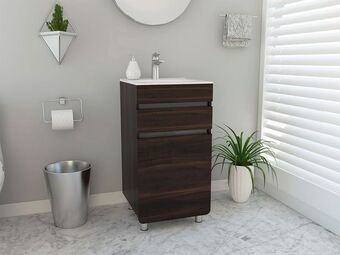 Estra Mueble lavamanos aluvy, caoba y gris, con patas metálicas 45 oferta