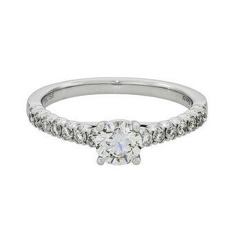 Kevin's Joyeros Anillo compromiso en oro blanco de 18 kilates, con diamante central de 0.50 ct y decoración en diamantes de 0.16 ct oferta