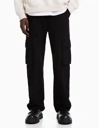 Bershka Pantalón wide leg cargo algodón oferta
