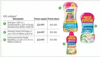 Jumbo Shampoo x 550 ml + acondicionador x 530 ml savital multivitaminas oferta