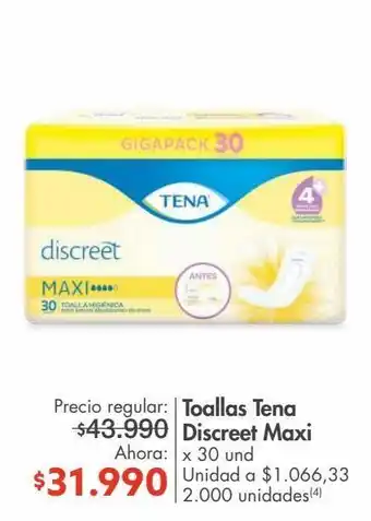 Metro Toallas tena x 30un oferta