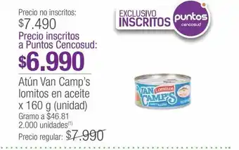 Jumbo Atún van camp’s lomitos en aceite x 160 g (unidad) oferta