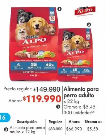 Metro Alimento para perro adulto alpo x 22kg oferta
