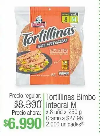 Jumbo Tortillinas bimbo integral m x 8 und x 250 g oferta