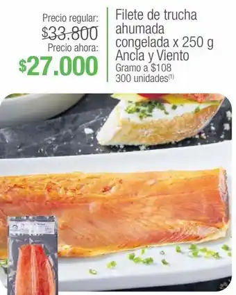 Jumbo Filete de trucha ahumada congelada x 250 g ancla y viento oferta