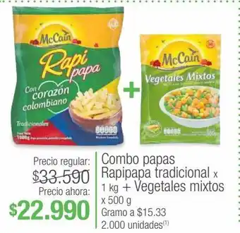 Jumbo Combo papas rapipapa tradicional x 1 kg + vegetales mixtos x 500 g oferta