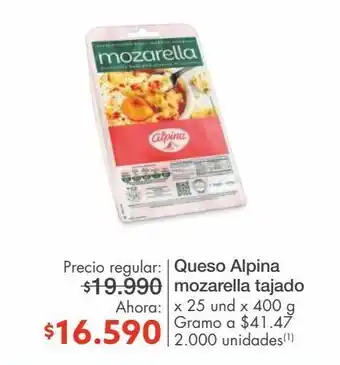 Metro Queso alpina mozarella tajado x 25un x 400g oferta