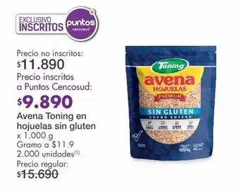 Metro Avena toning en hojuelas sin glúten x 1000g oferta