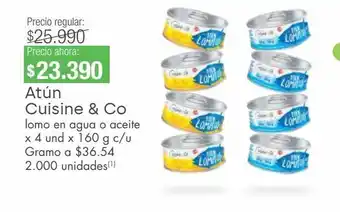 Jumbo Atún cuisine & co lomo en agua o aceite x 4 und x 160 g c/u oferta