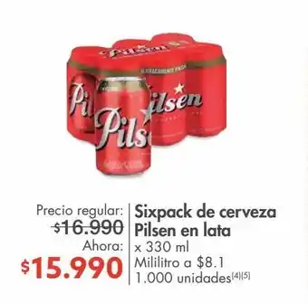 Metro Sixpack de cerveza pilsen x 330ml oferta