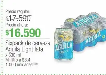 Jumbo Sixpack de cerveza aguila light lata x 330 ml oferta