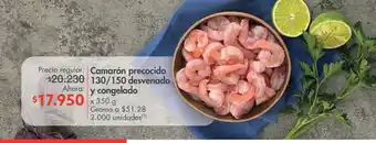 Metro Camarón precocido 130/150 desvenado y congelado x 350g oferta