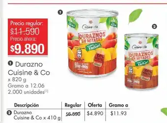 Metro Duraznos cuisine & co x 820g oferta