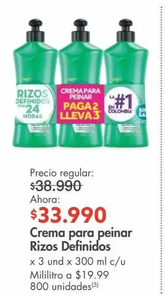 Metro Crema para peinar rizos definidos 3un x 300ml oferta