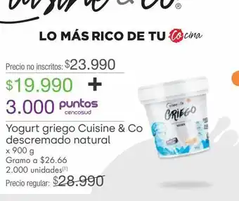 Jumbo Yogurt griego cuisine & co descremado natural oferta
