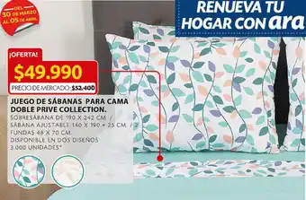 Ara Juego de Sabanas para Cama Doble Prive Collection oferta