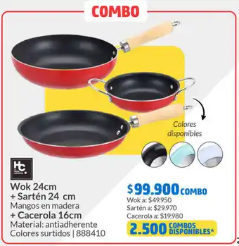 Wok 24cm + Sartén 24cm + Cacerola 16cm