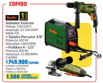 Homecenter Soldador Inversor + Taladro Percutor 3/8"+Pulidora 4-1/2" oferta
