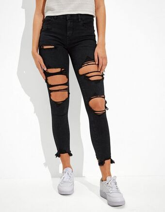 American Eagle Jegging ae forever soft con rotos de tiro alto crop oferta
