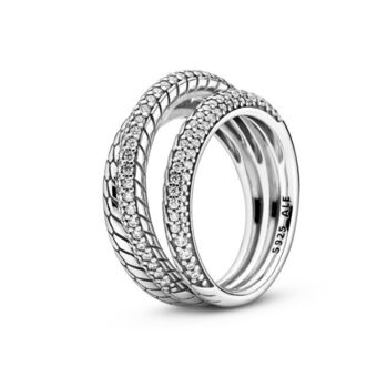 Pandora Anillo solitario corona brillante rosa pandora plata esterlina oferta