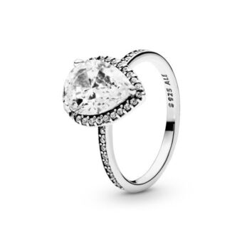 Pandora Anillo con halo brillante en forma de gota pandora plata esterlina oferta